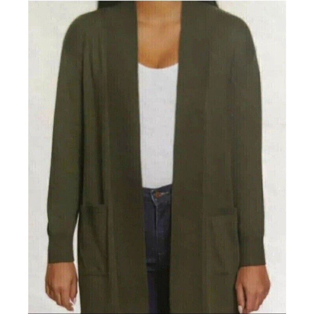 Gloria Vanderbilt Women's Open Front Lightweight Green Cardigan Relaxed Size S